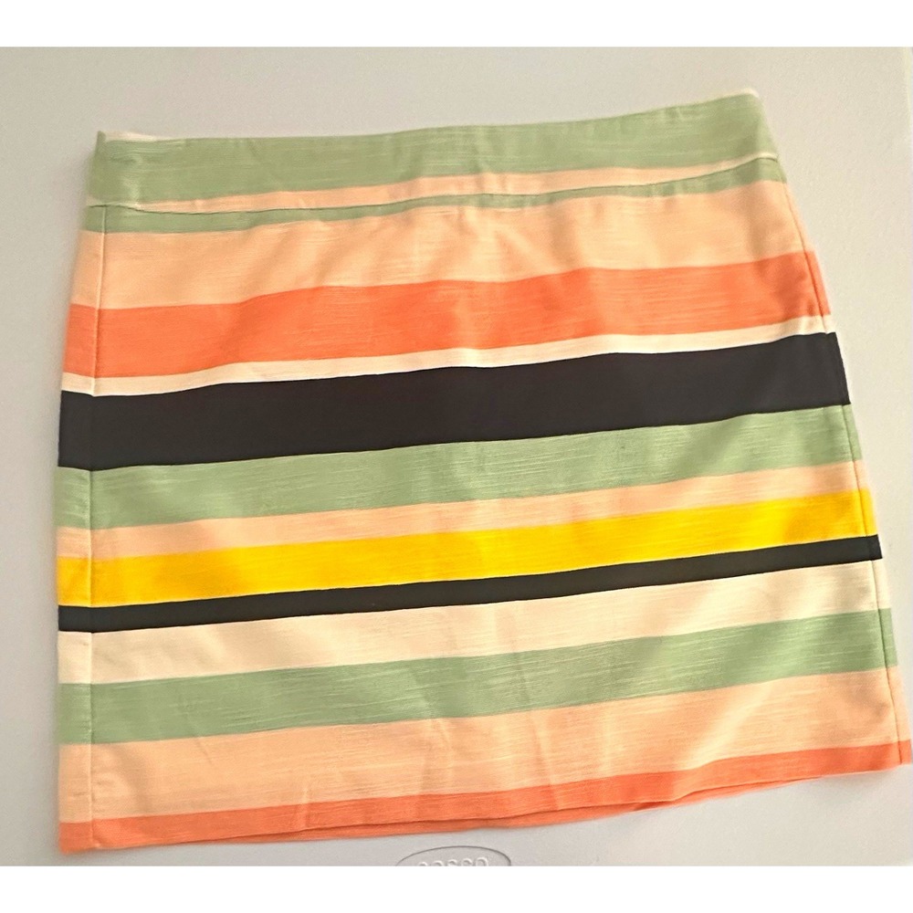 LOFT Outlet Women's Straight Pencil Short Skirt Multicolor Striped Lined Zip 12